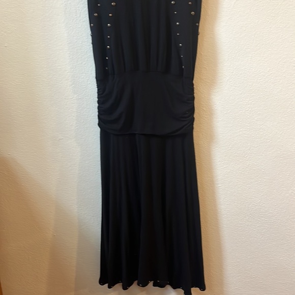 Ella Moss Black Tank Midi Dress Rutched Side and Grommets Top Boho Flattering - Picture 10 of 10